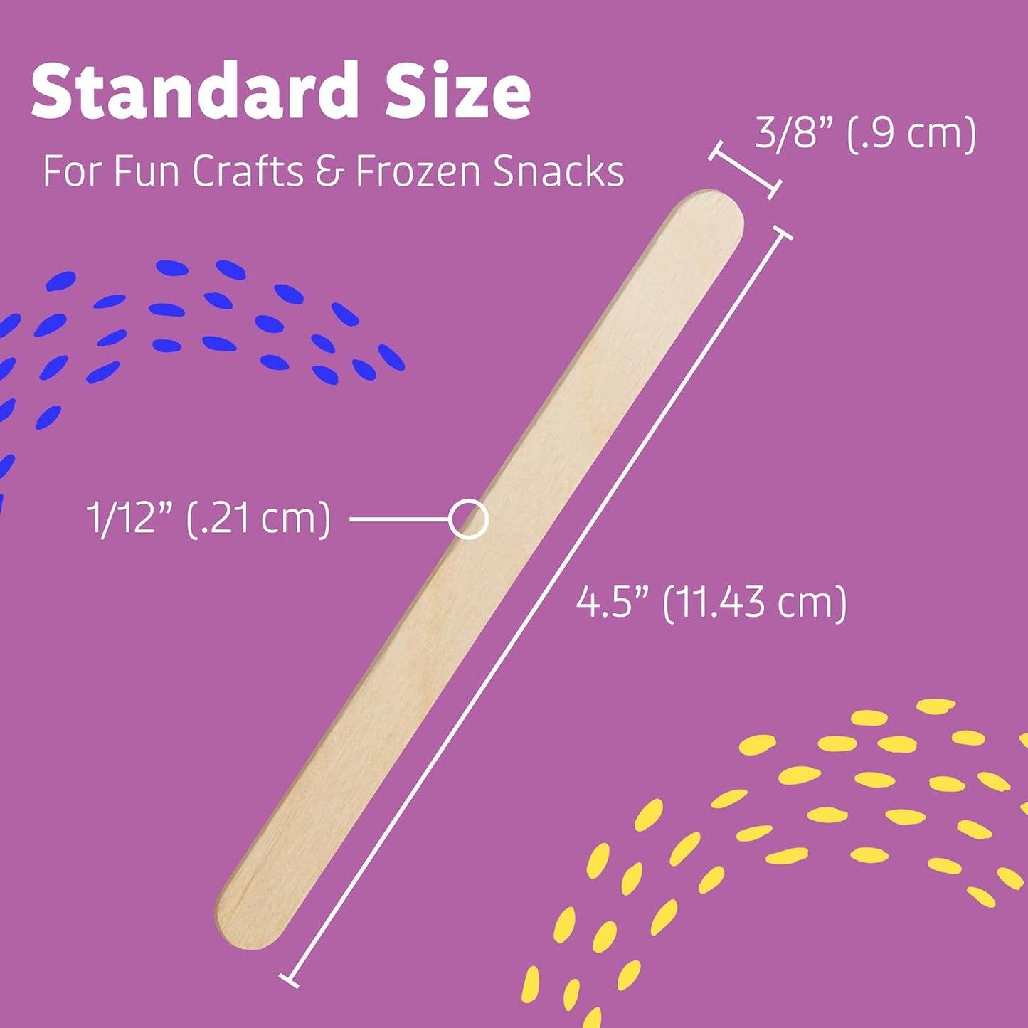 Artlicious 1000 Pcs Wooden Craft Sticks – Food-Grade Popsicle Sticks for Crafts & ice Cream Sticks – Wooden Sticks for Crafts, Wood Craft Sticks, Popsicle Sticks Bulk (Natural, 4.5" x 3/8")