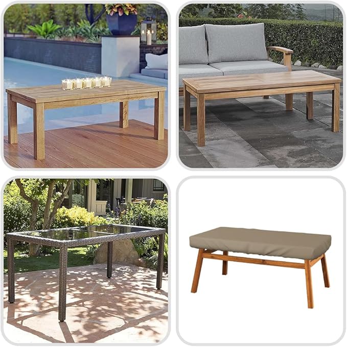 Covers & All Rectangle Table Top Cover, 12 Oz Waterproof UV & Weather Resistant Patio Table Cover, Outdoor Table Cover for Patio Furniture (60" L x 35" W x 5" H, Beige)