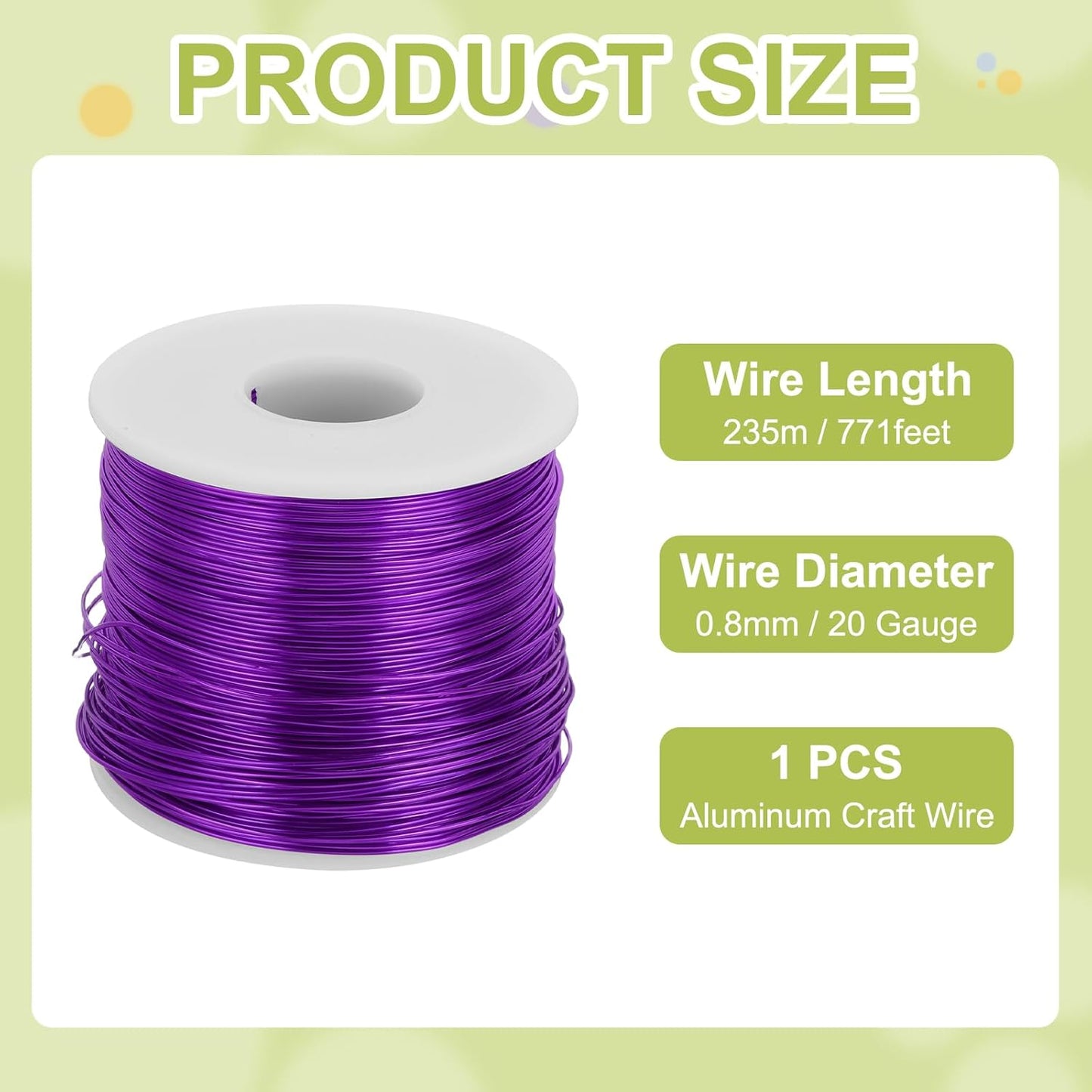 MECCANIXITY 20 Gauge Anodized Aluminum Craft Wire Bendable Bonsai Training Wire 771 Feet 0.8mm for Sculpting Crafts Wreath Floral Beading Jewelry Making, Purple
