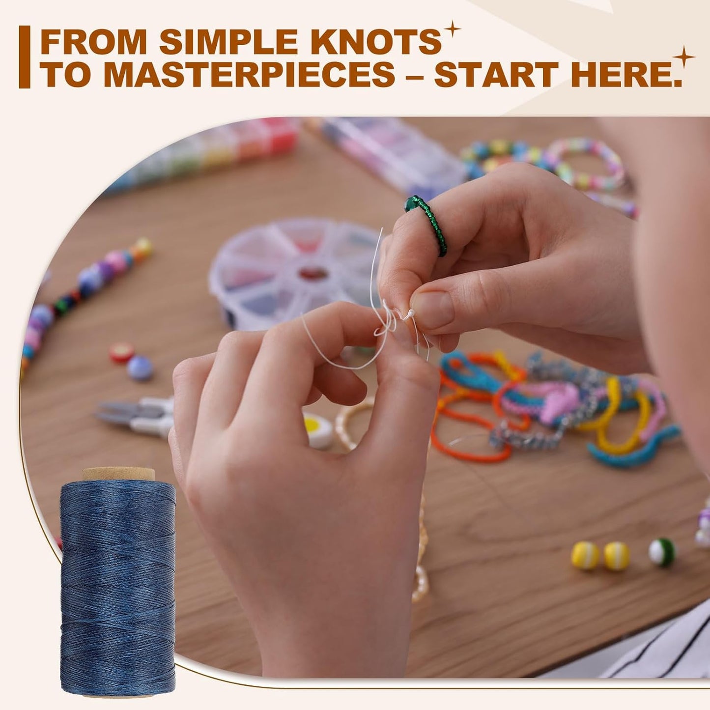 PATIKIL 284 Yard Flat Waxed Thread 150D 1mm Leather Sewing Cord for Repairing Shoes Bags Wallets Jewelry Making DIY Leather Craft, Dark Blue