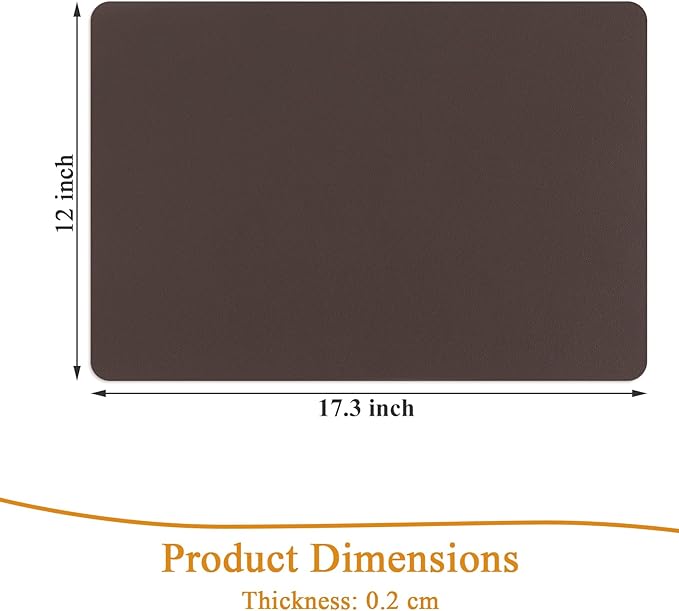 SHACOS Placemats Set of 6 Faux Leather Waterproof Leakproof Wipeable PU Non-Slip Vinyl Place Mats Heat Resistant Table Mats for Kitchen Dining Table Indoor Outdoor, Chocolate Brown