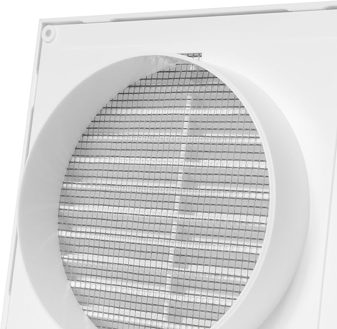 White 5'' Inch Ventilation Grille - Inside/Outside use - (Flange 4.9''Ø/Cover 6.7''x6.7'') - Air Vent Louver - Exhaust Hood - Available 3 Sizes / 4 Colors.