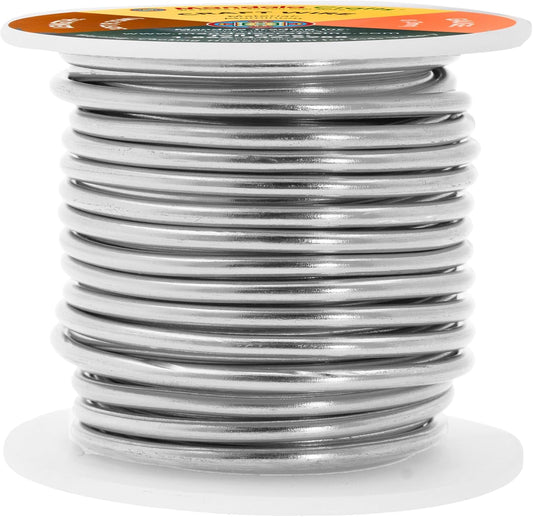 Mandala Crafts 8 Gauge Anodized Aluminum Craft Wire for Jewelry Making - 32 FT Colored Flexible Gray Wire - Bendable for Bonsai Armature Crafting Sculpting