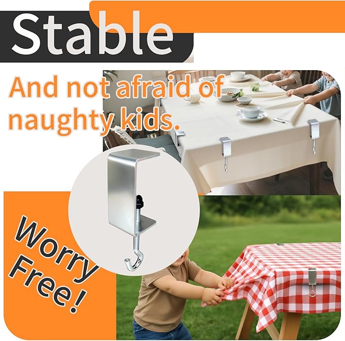 6 Packs Adjustable Tablecloth Clips - Heavy Duty Picnic Table Clips, Windproof Steel Table Cloth Cover Clamps Table Cloth Holders for Restaurant Picnics Marquees Weddings Graduation Party (large)