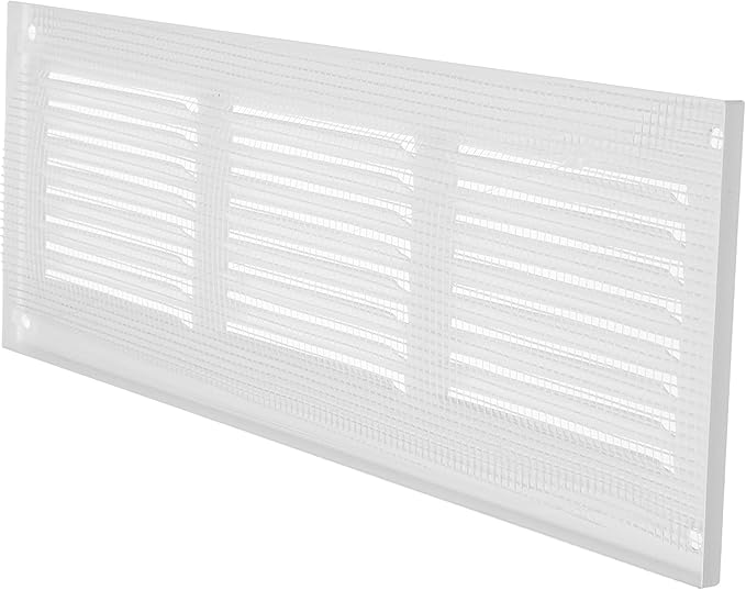 Repa Market 12x4 Inch Air Vent Cover/White Galvanized Steel Louvered Grill Cover with Mesh Screen/Wall or Ceiling Vent/Durable Flush Mount HVAC Register for Indoor and Outdoor Ventilation