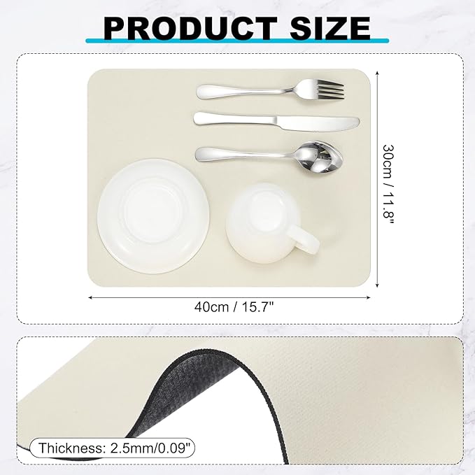 uxcell Silicone Mats for Kitchen Counter, 15.7" x 11.8" Non-Slip Countertop Protector Mat Heat Resistant Coffee Mat Waterproof Table Placemat, Beige