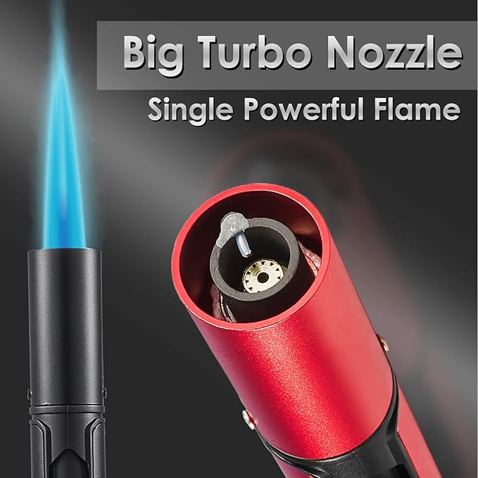 5 Pack Butane Torch Lighter, Urgrette 6-inch Refillable Pen Lighter Pencil Torch Lighter Adjustable Jet Flame Butane Lighter for Grill BBQ Candle Camping (Gas Not Included)