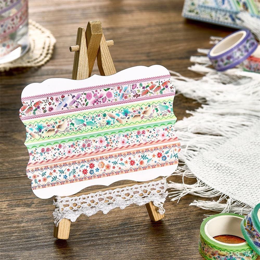 Washi Tape Set 10 Rolls, Embroidery Patterns Decorative Paper Sticker for Planner Scrapbook Journal DIY Arts Craft