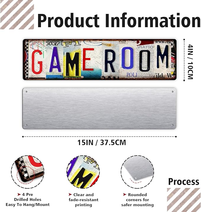 Gaming Accessories Room Decor – Cool Gamer Gifts for Men, Teens, and Boys Ages 8 –12– Funny Game Room Sign Desk Accessories Wall Art