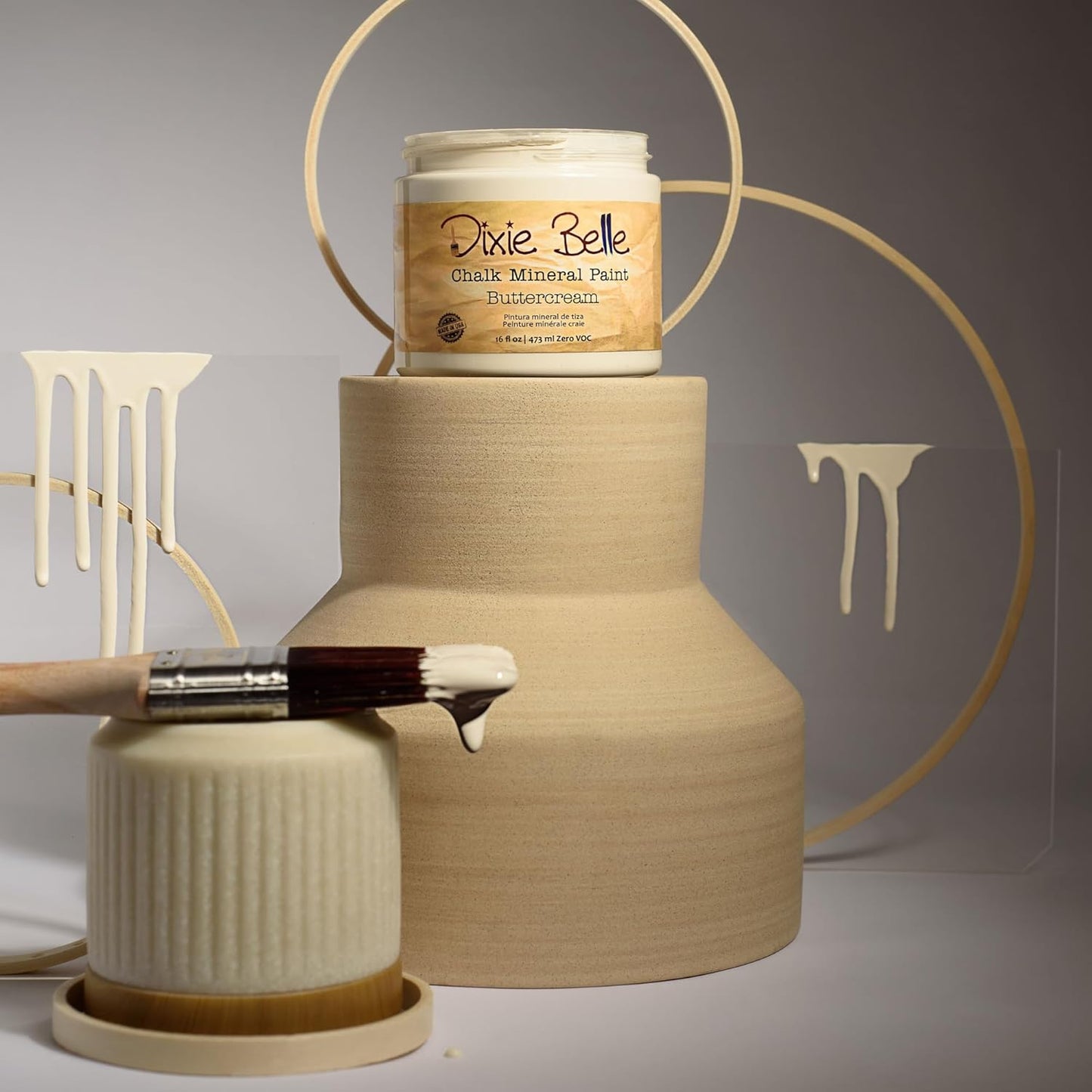 Dixie Belle Paint Company Chalk Finish Furniture Paint - Buttercream (16oz) - Matte Creamy White Chic Chalk Mineral DIY Furniture Paint