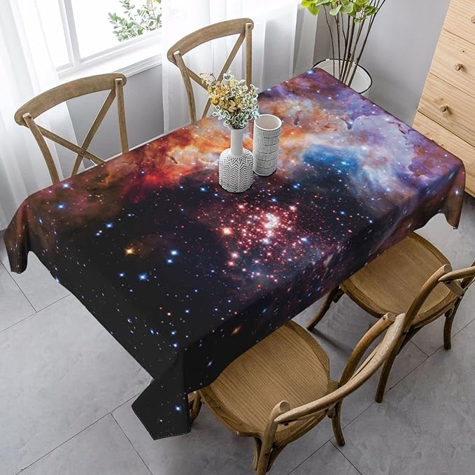 Worltoldb Galaxy Tablecloths Polyester Table Cloth for Kitchen Dinning Table Washable Table Cover for Parties Wedding Picnic