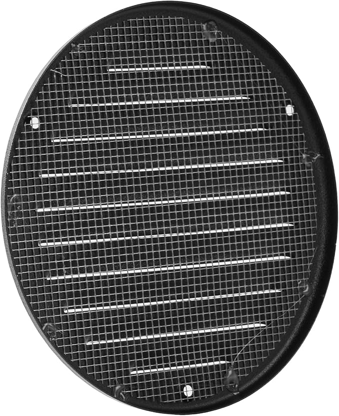 Vent Systems 5 Inch (Inner) Black Metal Soffit Vent Cover - Durable Round Air Vent Grille with Mesh Screen - Weather Resistant Ventilation Grill - Wall & Ceiling, Indoor & Outdoor Crawlspace Vent
