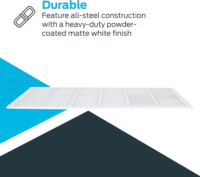 EZ-FLO 30 x 12 Inch White Return Vent Cover for Wall or Ceiling, Solid Steel Grille, HVAC Air Return, 61648 (Pack of 5)