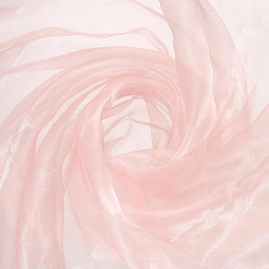 MECCANIXITY Iridescent Sheer Organza Fabric, 10 Yards x 59 Inches Solid Holographic Shiny Fabric Organza Cloth for Wedding, Curtains, Costume, Photo Background, Light Pink