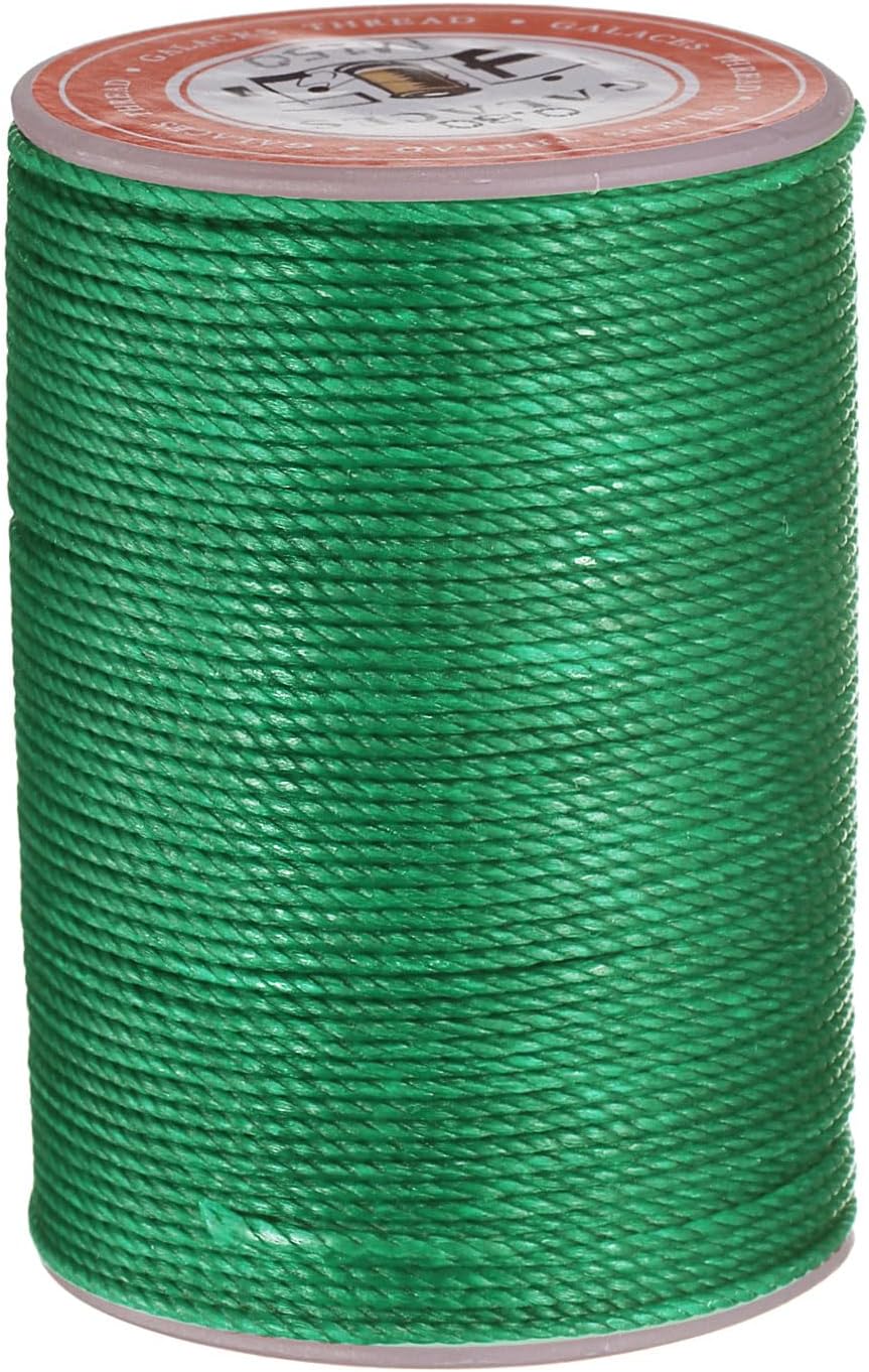 uxcell Round Leather Sewing Waxed Thread, 55m / 60 Yards Wax Polyester String, 0.8mm Waxed Stitching Cord for Leather Crafts, Bookbinding, Bracelets Braided, Dark Green