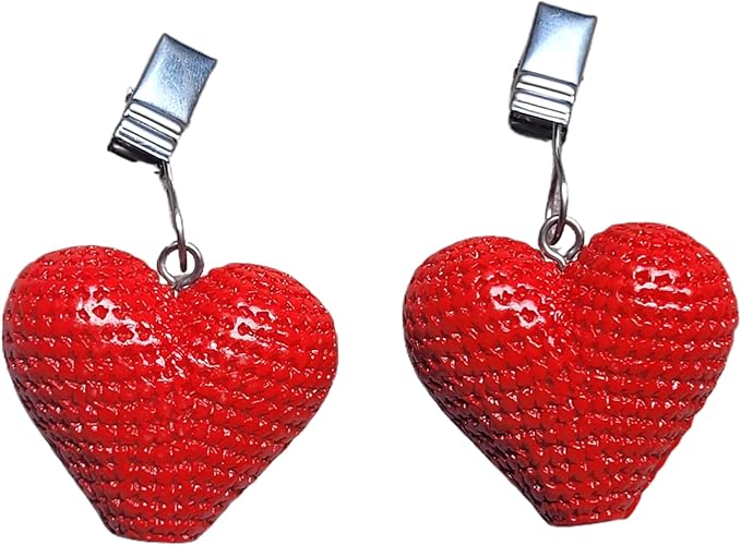 TwoFish Home Set of 4 Red Heart Tablecloth Weights Clips Red Heart Handicraft Tablecloth Clamps Pack of 4
