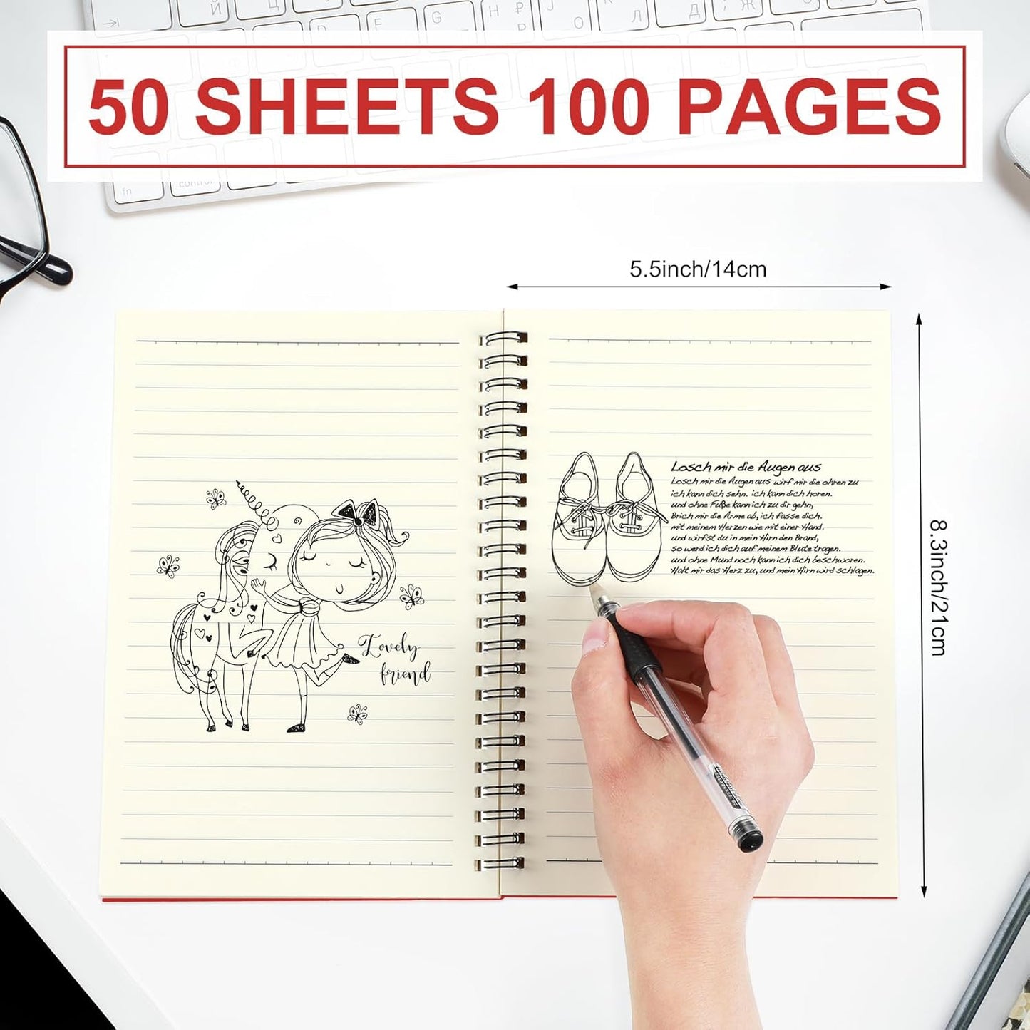 Yahenda 72 Pcs Spiral Notebook Bulk A5 Journal Lined 8.3'' x 5.5'' Writing Composition Paper Small Notepad Subject Notebook for Students Office Business Back to School Supplies (Red)