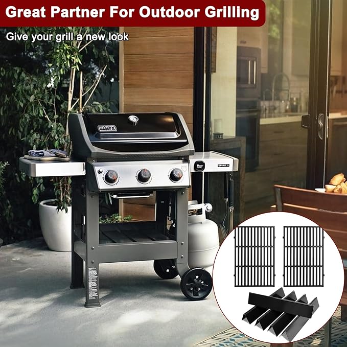 Hiorucet 7638 Grill Grates 7636 Flavorizers Bars for Weber Spirit 300 Series Grills with Front Mount Controls Weber Spirit II E-310 E310 E320 E330 S310 S320 S330 II S-310 Spirit 2 GS4 Grill Parts