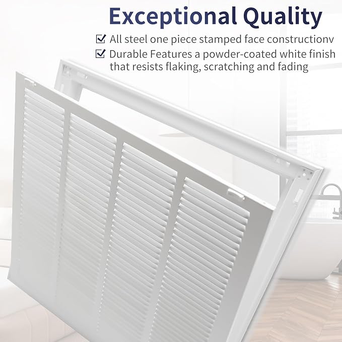 20"W x 20"H [Duct Opening Size] Steel Return Air Filter Grille - Removable Face/Door for 1 inch Filters -HVAC Vent Cover Grill - White [Outer Dimensions: 22 5/8"W X 22 5/8"H]