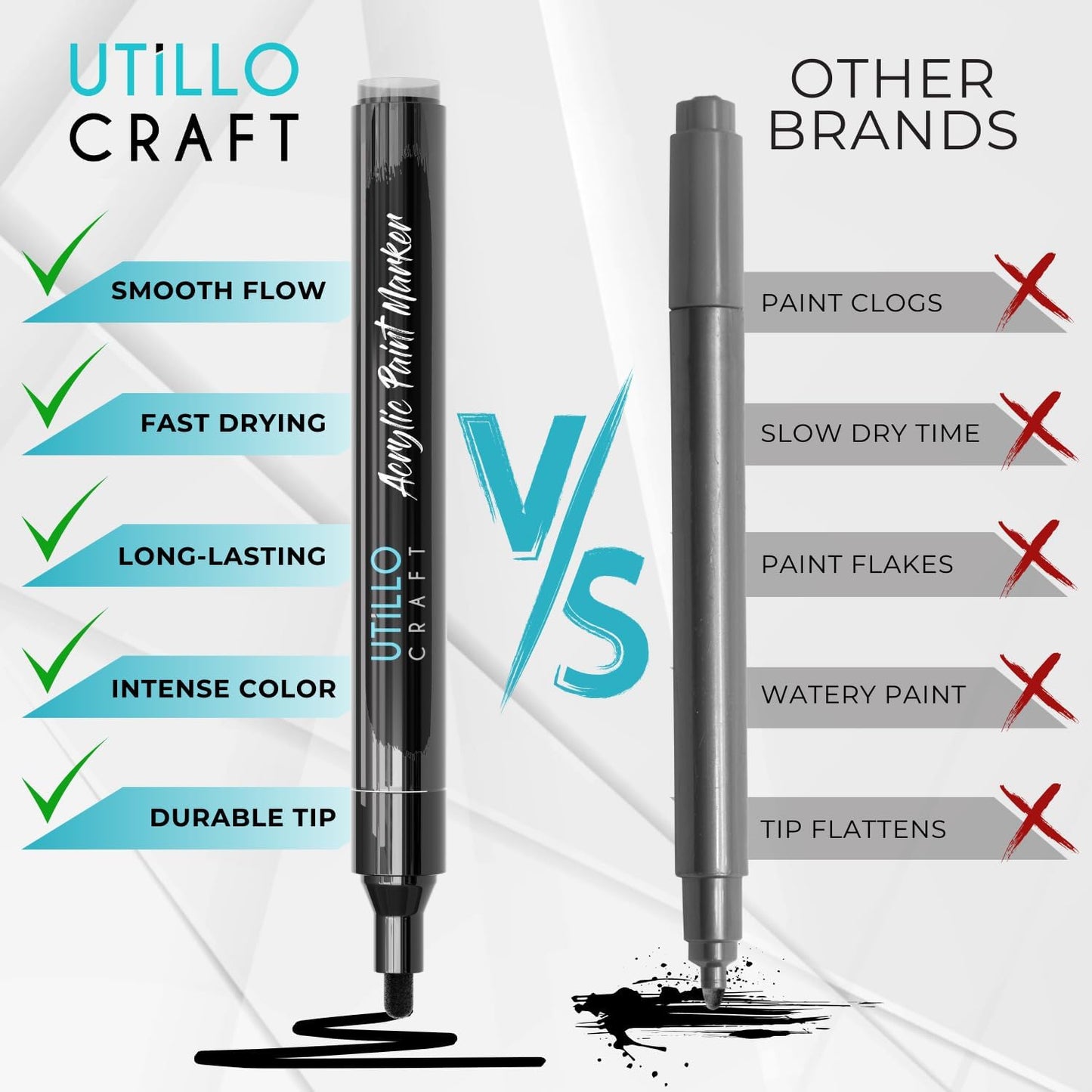 Black Paint Marker (8-Pack) Medium Tip for Pumpkin Painting and Costumes | Bold Color+100% Coverage | For Stone, Wood, Glass, Canvas, Metal, etc. | Black Paint Pens | Black Acrylic Paint Pens