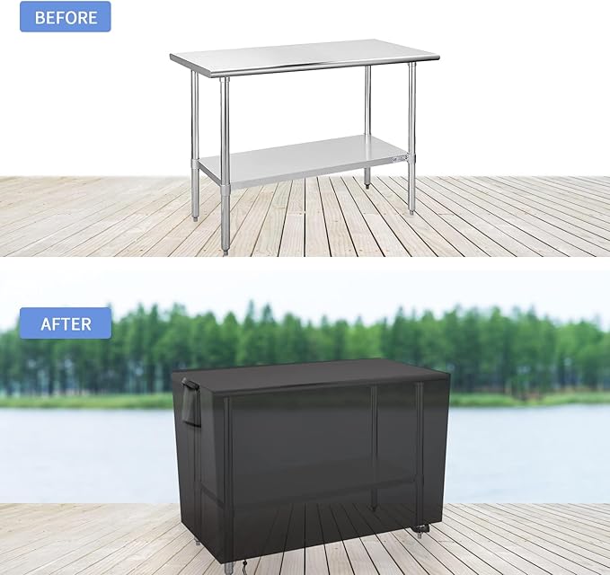 Outdoor Prep Table Cover 24 Inch, Waterproof Patio Stainless Steel Metal BBQ Table Cover All Season Protection for Outdoor Table 500D - 24 X 18 X 34 Inch