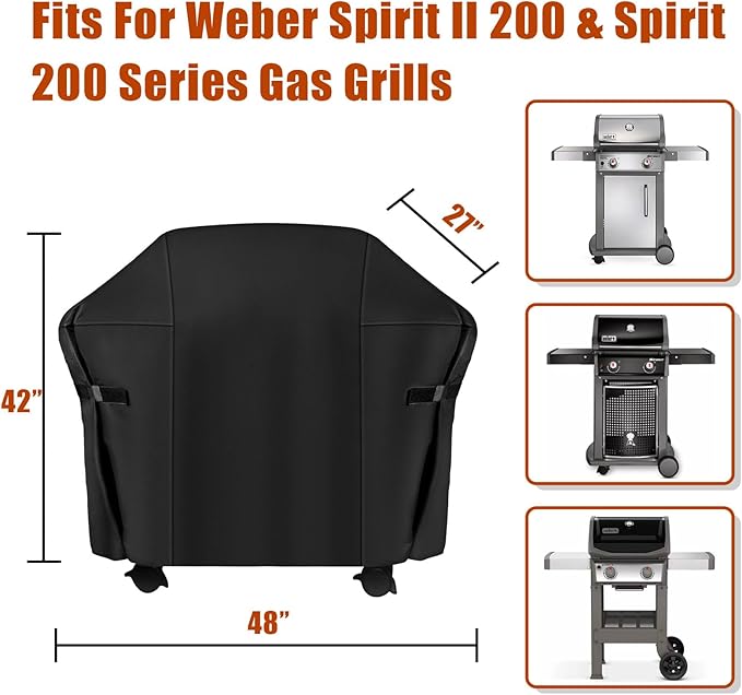 48 Inch Grill Cover, Fits for Weber Char-Broil Nexgrill Brinkmann and All Popular Brand Grills Heavy Duty Waterproof Windproof BBQ Cover