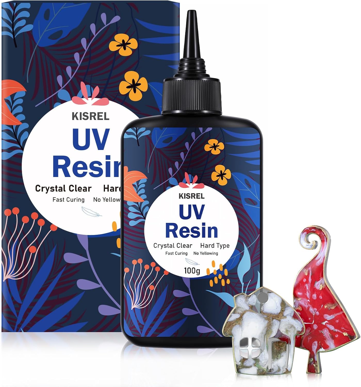 KISREL UV Resin 100g - Upgraded UV Resin Kit, Hard Type Crystal Clear Ultraviolet Curing UV Epoxy Resin for Craft Jewelry Making