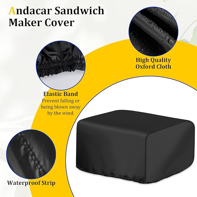 Panini Press Cover for Cuisinart Panini Press GR-4NP1, Waterproof Sandwich Maker Cover Indoor Grill 5-in-1 Stainless Steel Griddler Covers - 14" L×13" W×7" H, Black