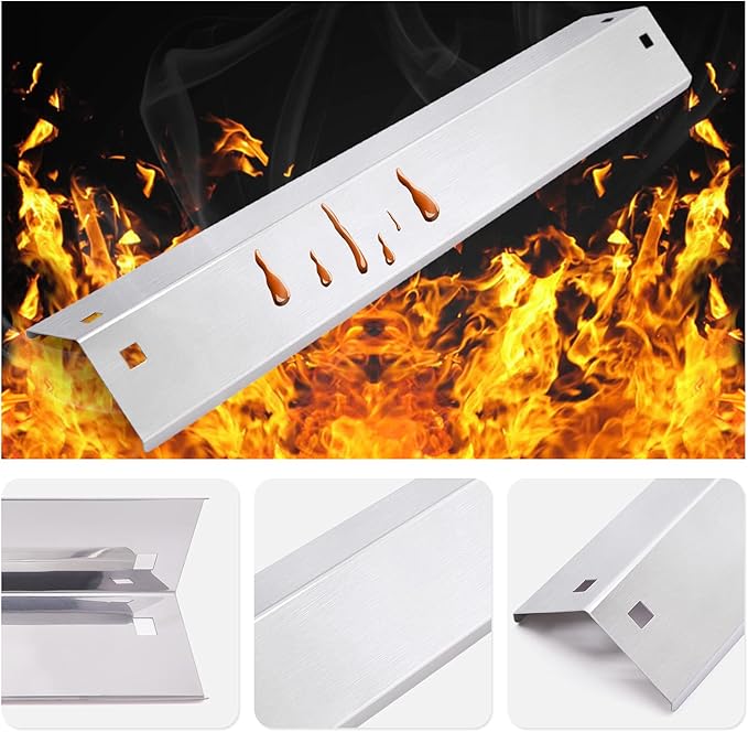 Criditpid Heat Plates Shield Replacement Parts for Char griller 5050, 5650, 3001, 5072, 3008 Grill, Stainless Steel Heat Tent Burner Cover Flame Tamers for Chargriller Duo 5050, King Griller 3008 5252