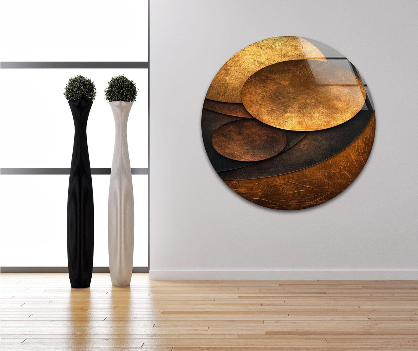 My Photostation.com 40WX60H'' Bronze Art Deco Geometric Motifs Glass Wall Art Tempered Glass Printing Wall Decor Large Wall Art Wall Hangings