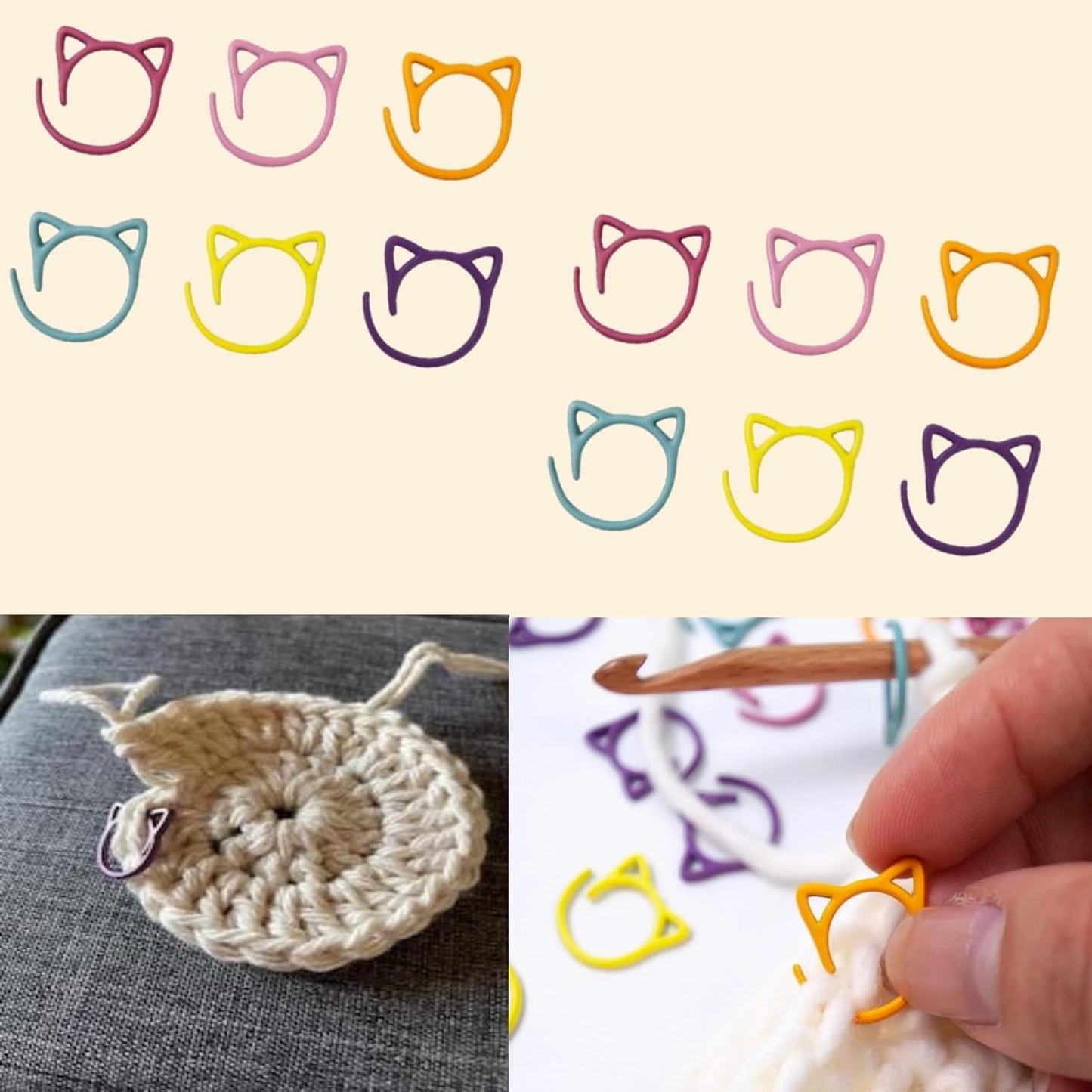 Stitch Markers for Crocheting Cat Stitch Markers with Box Metal Spiral Stitch Markers for Knitting Crochet Stitch Markers Rings Knitting and Crochet Notions (30)