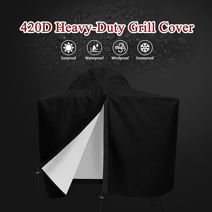 Charcoal Grills Cover for SNS Grills 22", 420D Heavy Duty Water-Resistant BBQ Grill Cover Outdoor Grill Cover Waterproof Griddle Covers with Drawstring, Black