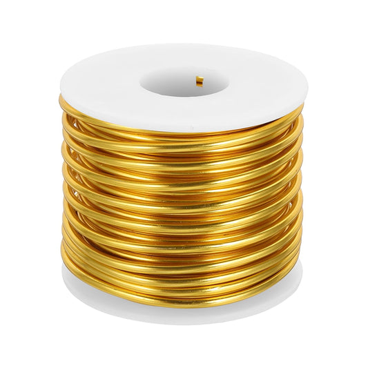 MECCANIXITY 9 Gauge Anodized Aluminum Craft Wire Bendable Bonsai Training Wire 56 Feet 3mm for Sculpting Crafts Wreath Floral Beading Jewelry Making, Gold Tone