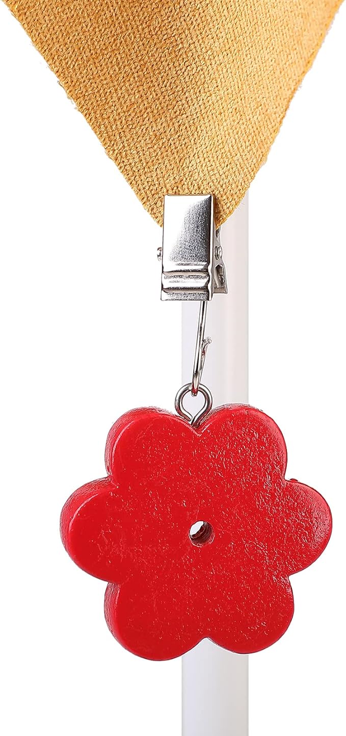 TwoFish Home Set of 4 Red Flower Tablecloth Weights Clips Handicraft Red Flower Tablecloth Clamps Pack of 4