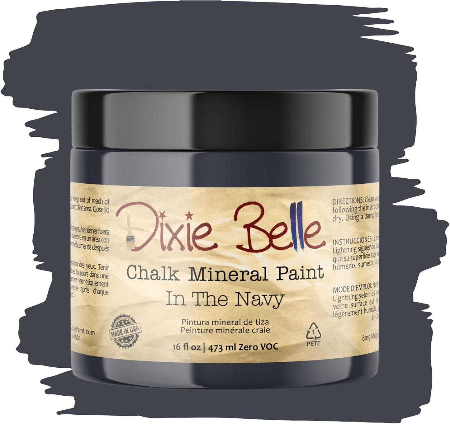 Dixie Belle Paint Company Chalk Finish Furniture Paint - In the Navy (16oz) - Matte Dark Navy Chic Chalk Mineral DIY Furniture Paint