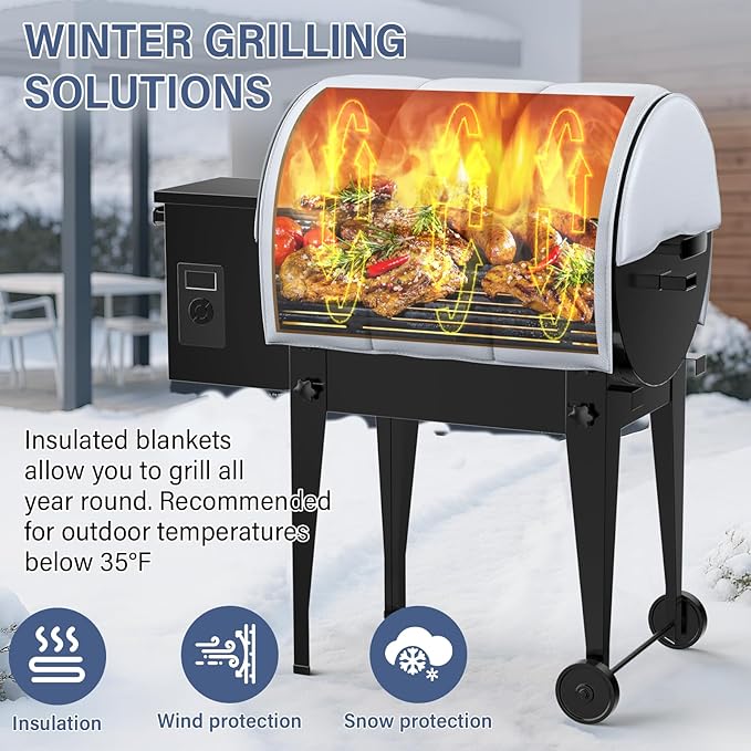 Grill Thermal Insulated Blanket for Tailgater 20, Traeger 20 Series, Junior & Recteq 340 Grill Accessories Insulation Blanket for Winter Cooking