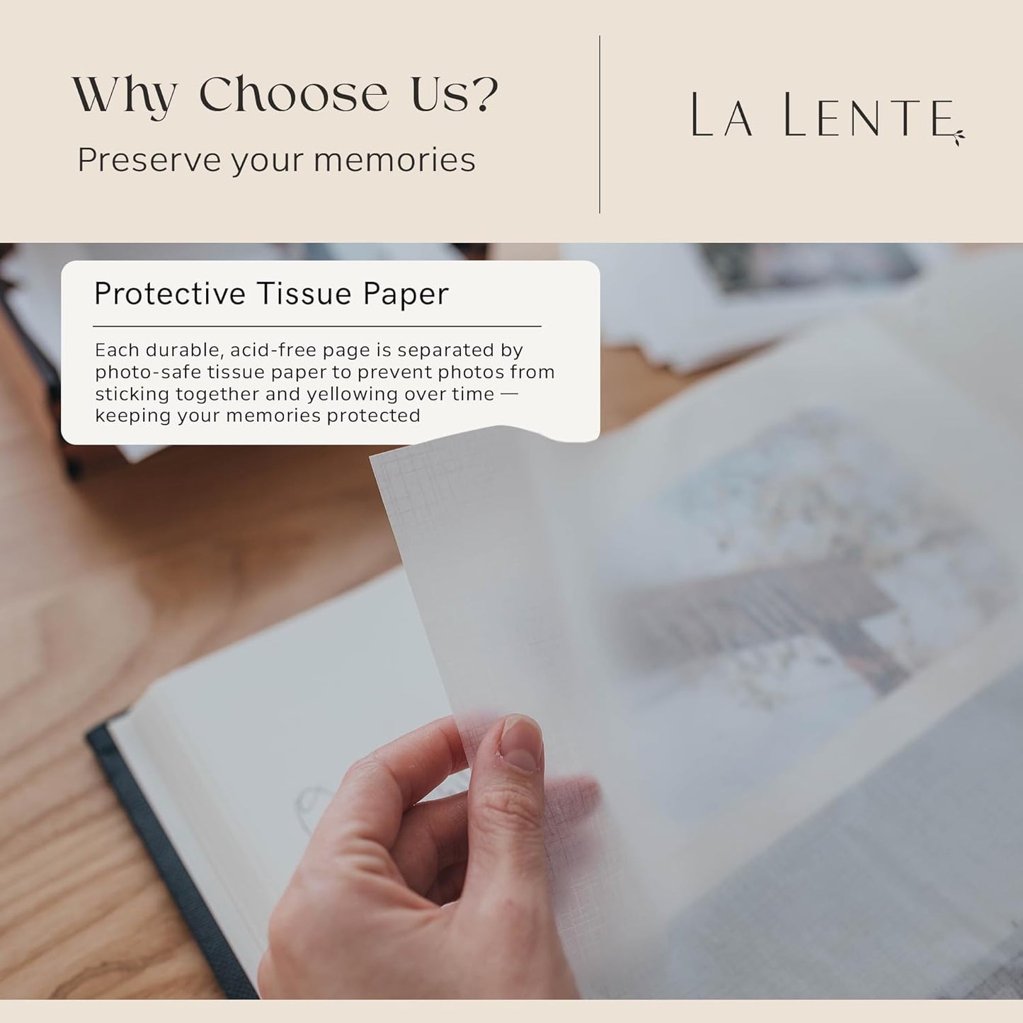 Premium Scrapbook Album – Photo Album with Writing Space – 100 Pages for Multiple Sizes 4x6, 5x7, 6x8, 8x10 – Holds 500 Photos – Wedding, Baby, Travel & Family Memories