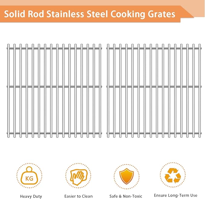 Grill Replacement Parts for Broil King Signet 320, 9468-54, 9865-54, 9468-54, 9468-84, Signet 20, Signet 70, Signet 90, 3 Pack Heat Plates and Burner Tube, 2 Pack Grill Grates, Stainless Steel