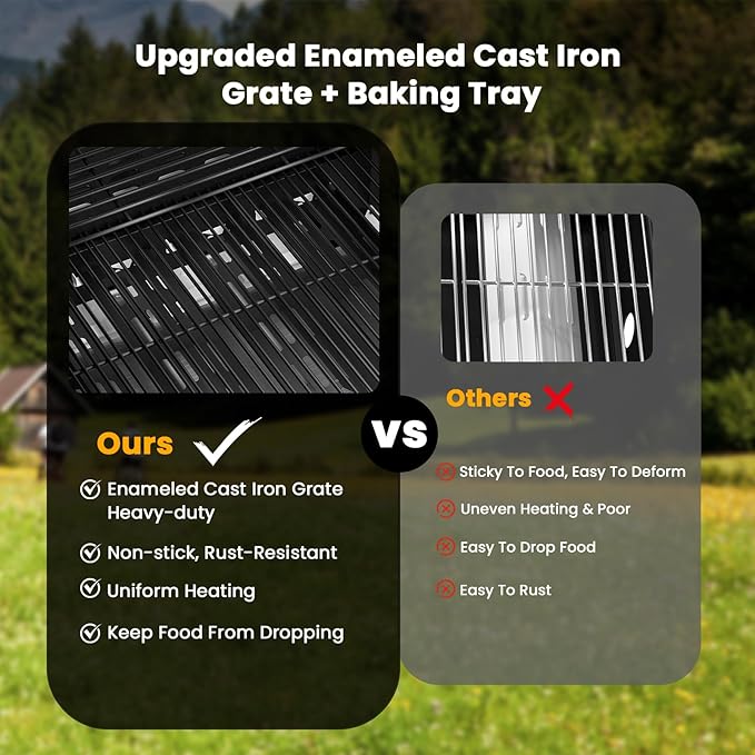 4-Burner Gas Grill with Side Burner,Stainless Steel Propane Grill with Porcelain-Enameled Grills,Built-In Thermometer,42000BTU BBQ Grill for Outdoor Cooking and Patio Barbecues
