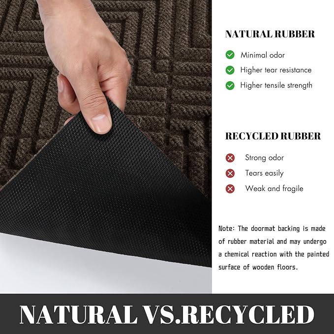 Yimobra Large Door Mat 36x24, All-Season Waterproof Outdoor Mats for Front Door Entrance with Drainage Holes, Heavy Duty Non-Slip Doormat for Garage Patio Entryway Indoor, Brown