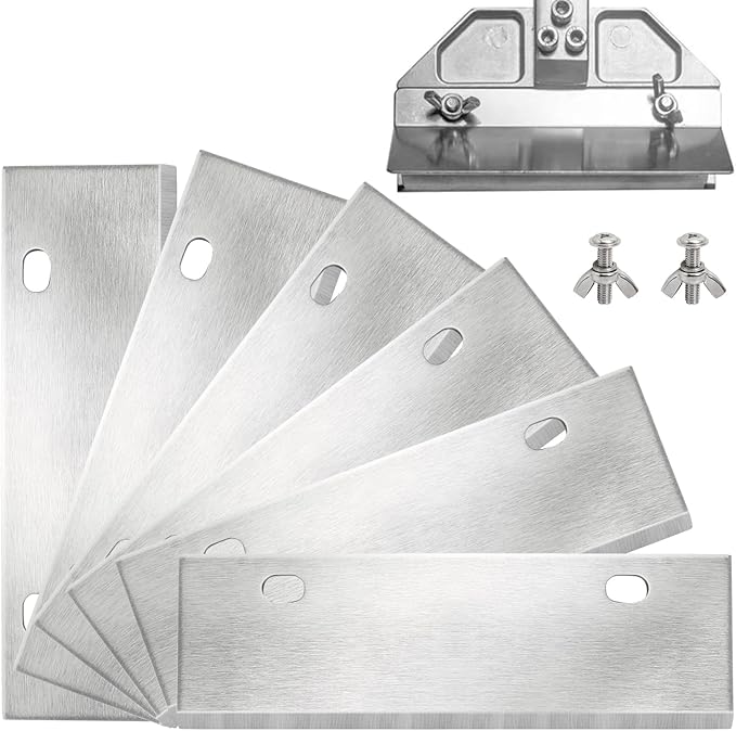 6" Stainless Steel Griddle Scraper Blades 6 Pack, Razor Sharp Grill Scraper Blades, Replacement Blade for Griddle & BBQ Grill Scraper