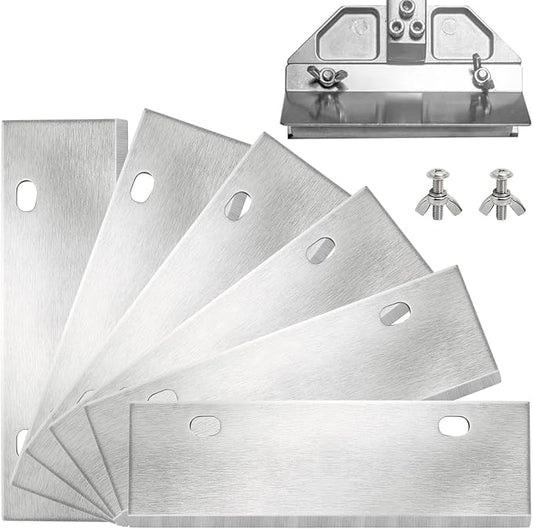 6" Stainless Steel Griddle Scraper Blades 6 Pack, Razor Sharp Grill Scraper Blades, Replacement Blade for Griddle & BBQ Grill Scraper