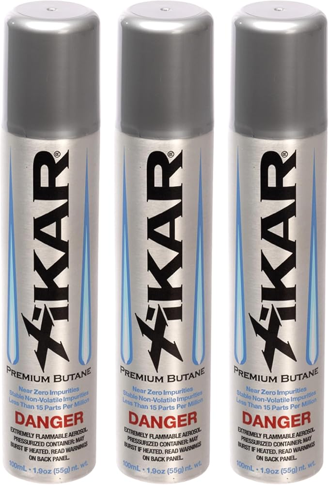 Xikar PUROFINE Premium Butane Fuel Refill with 0 Impurities 1.9oz 3 Pack (100ml) - Premium Quality Fuel for Jet Flame Lighters and Torches - High Altitude Formula