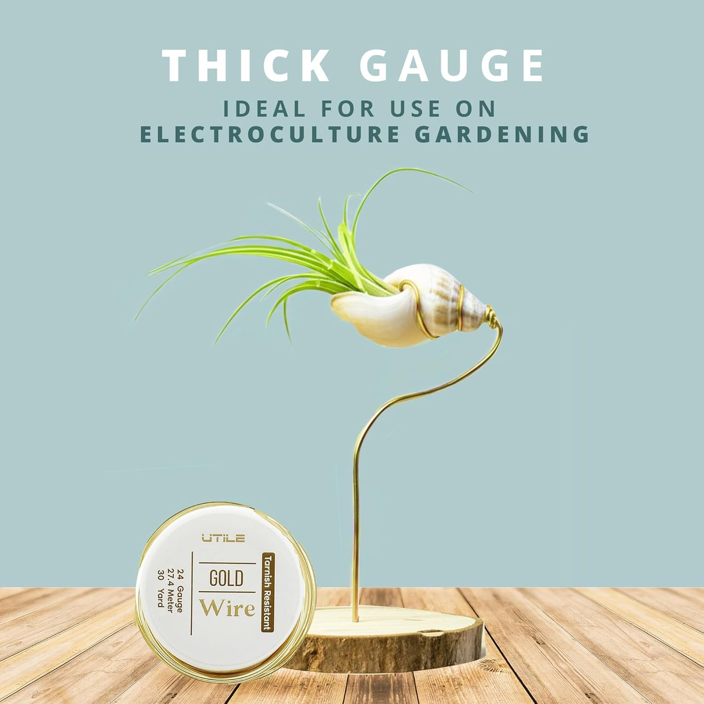 UTILE 18 20 22 24 Gauge 90 ft 99.9% Pure Soft Copper Wire for Electroculture Gardening, Jewelry Making, Crafting Wire Bendable, Plant Wire (Gold 24)