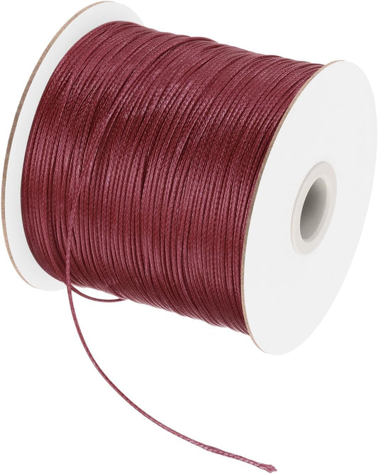 MECCANIXITY Waxed Cord 0.5mm Waxed Polyester Cord 175 Yard Wax String for Bracelet Making, Necklaces, Beading, Jewelry Making and DIY Crafts(Dark Red)