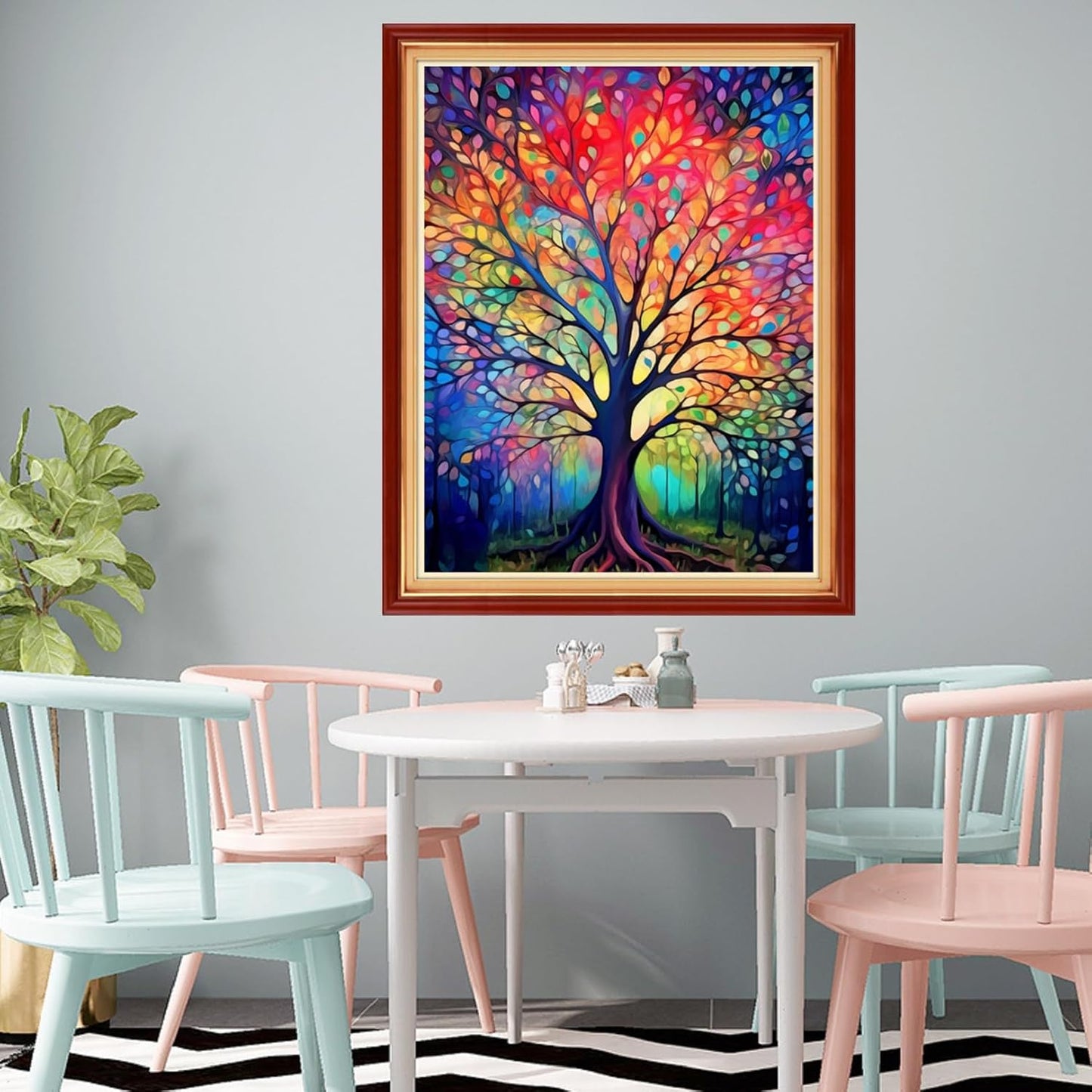 Redxing Stamped Cross Stitch Kits Full Range of Embroidery Starter Kits- Needlepoint Counted Cross Stitch Kits for Beginner Adults 11CT Printed Embroidery Kit-Noctilucent Tree 16x20 inch