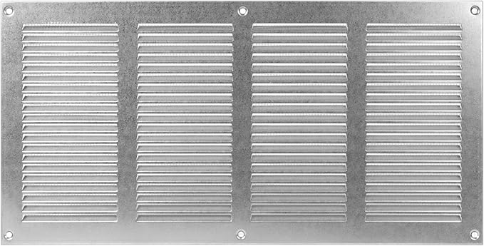Repa Market Air Vent Cover 16x8 Inch (Outer Dimensions) Galvanized Steel Louvered Grill Cover with Mesh Screen/Wall or Ceiling Vent/HVAC Register for Indoor and Outdoor Ventilation