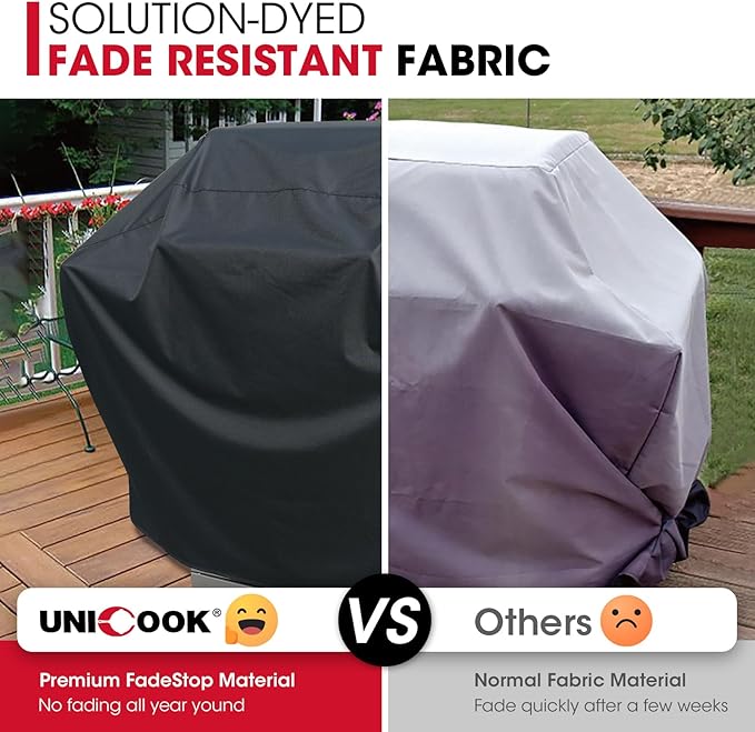 Unicook Grill Cover 60 Inch, Heavy Duty Waterproof Gas Grill Cover for Outside, Fade Resistant Outdoor Barbecue Protector, Compatible with Weber Char-Broil Nexgrill BBQs up to 58" Wide