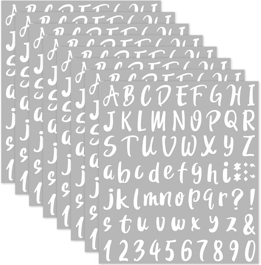 Outus 576 Pieces 8 Sheets Letters Stickers Self Adhesive Vinyl Letter Alphabet Number Stickers Mailbox Numbers Sticker, Decals for Classroom Decor, Sign, Door(White,1 Inch)