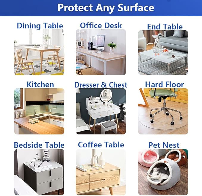 Thick Vinyl Clear Table Cover PVC Mat Pad Plastic Tablecloth 42x64 in Dining Living Room Party Table Top Protector Heavy Duty Easy Clean